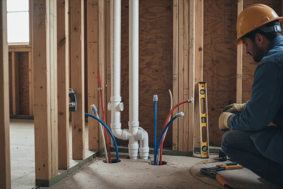Drain and supply rough-in during Sump Pump Repair in Armada