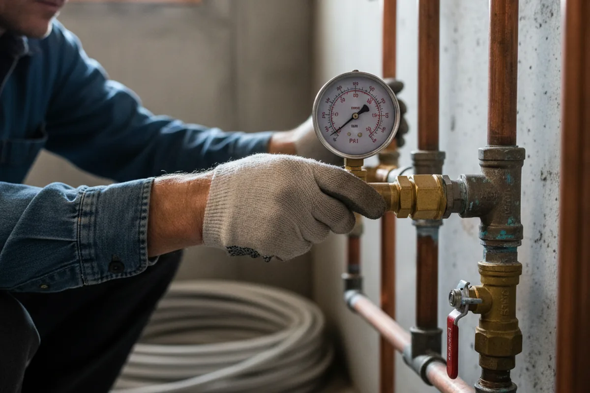 Pressure testing a repaired line during Water Line Repair in Armada